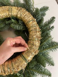 Straw base with wire wrapped around