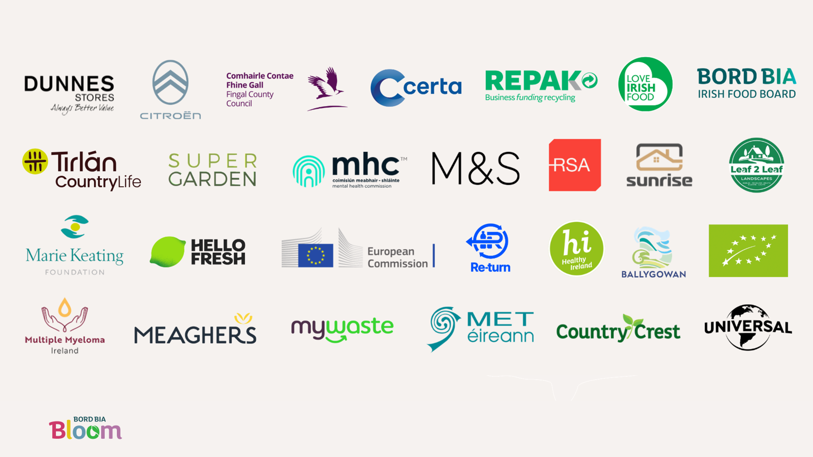 Bord Bia Bloom 2026 sponsor logos